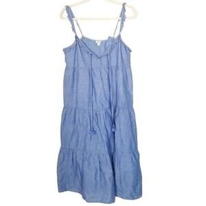 J. Crew Beachwear Womens Linen Ruffle Tiered Midi Dress Size M Resortwear Summer